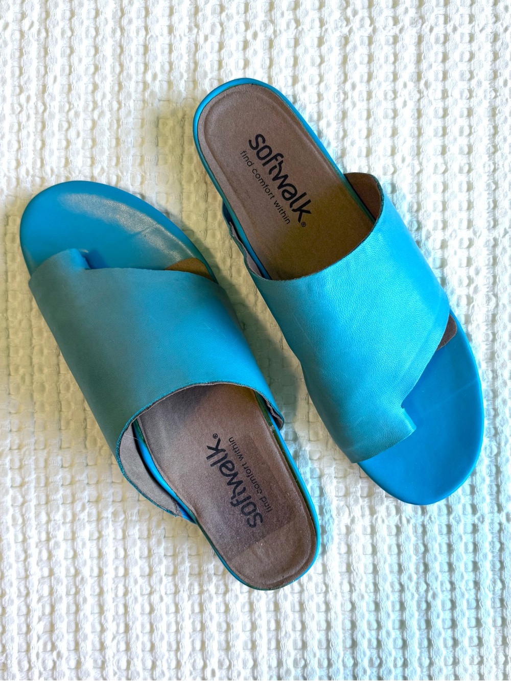 SoftWalk Women's Turquoise Slide Sandals
